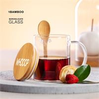 TAZZA IN VETRO CON COPERCHIO E CUCCHIAIO IN BAMBOO